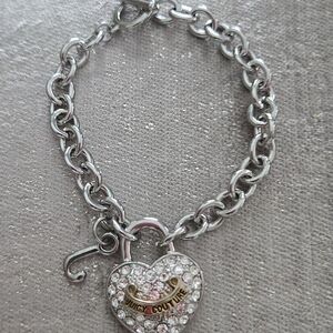 Juicy Couture Silver Heart Charm Bracelet w/Gold Details